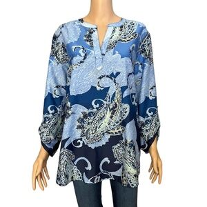 Chico's Blue Paisley Tunic  CHiCO'S " Size 0" = Size 4/6
